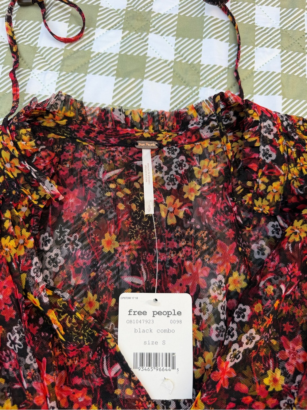 Free People floral multi color sheer blouse - Picture 4 of 10